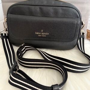 Kate Spade Black Bag with Striped Strap